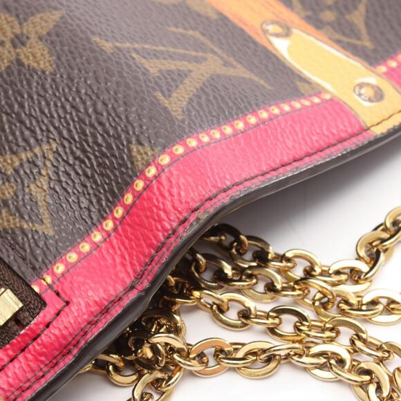 LOUIS VUITTON Authentic Brown Monogram Coated Canvas Pochette Shoulder Bag
